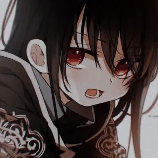 😈 e6ecfe5d Anime, Mangá, Garota, Olhos vermelhos, Cabelo preto, Desenho animado telegram sticker