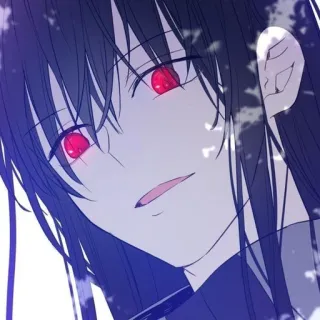 🇹🇹 7d45f8f8 Anime, ojos rojos, mujer, pelo oscuro telegram sticker