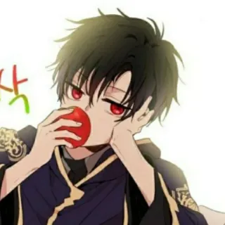 🔮 d2b70a32 싹 anime, boy, apple, eating, cartoon, cute telegram sticker