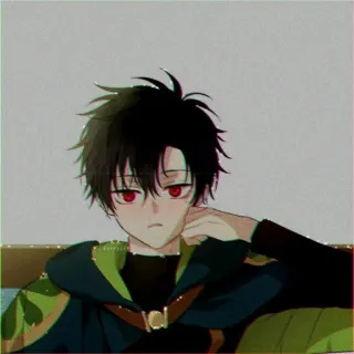 🔮 e2c80333 anime, boy, red eyes, black hair, aesthetic, cute, cartoon telegram sticker