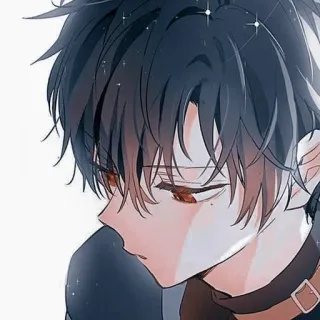 🌟 0e2c9f09 Аниме стиль, Темные волосы, Воротник, Красные глаза, Аниме парень, Искусство, Рисунок whatsapp sticker