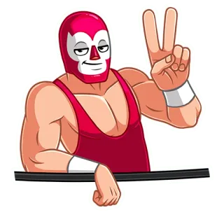 ✌ 6068ea3e worstelen, luchador, masker, cartoon, personage, vredesteken telegram sticker