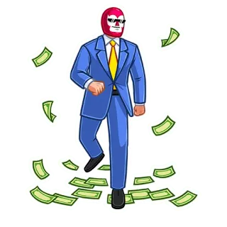 💰 7a3a1838 geld, succes, bedrijf, viering, cartoon, lopen, dollars telegram sticker
