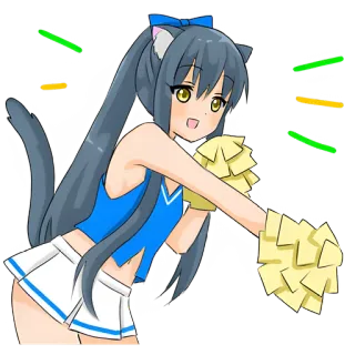 🥳 3d654c5b Anime, Pemandu Sorak, Catgirl, Kawaii, Fanart, Olahraga, Menyemangati, Pom Pom telegram sticker