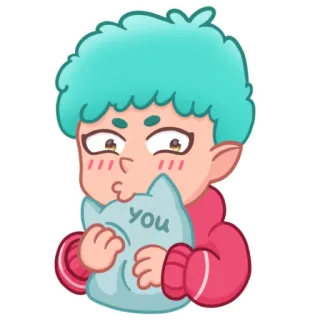 😘 143abed9 you การ์ตูน, น่ารัก, รัก, กอด, อนิเมะ, จูบ telegram sticker