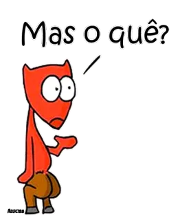 😵 9fc4ffdc Mas o quê? Kartun, Pertanyaan, Kebingungan, Merah, Kambing, Iblis telegram sticker