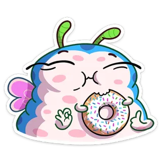 🍩 35350b34 potwór, pączek, słodki, kreskówka, postać, jedzenie telegram sticker