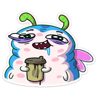 🤤 4de610b9 potwór, kawa, kreskówka, słodki, kosmita, stworzenie telegram sticker