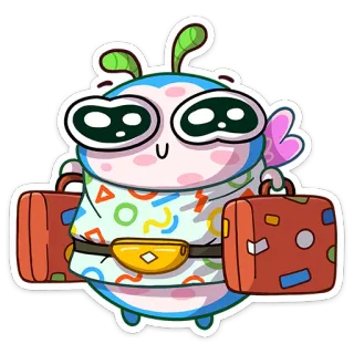 🧳 bbb19923 naklejka, kreskówka, bagaż, podróż, postać, słodki telegram sticker