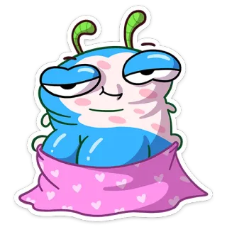 🍑 ff998698 kreskówka, potwór, słodki, śpiący, stworzenie, różowy, serca, pościel telegram sticker