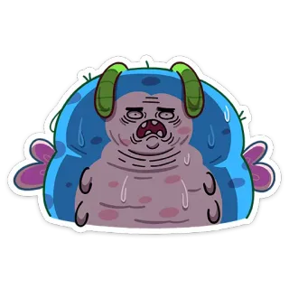 😳 2938e0a5 怪物, 卡通, 生物, 蓝色, 流汗, 丑陋 telegram sticker