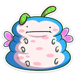 😐 768a7f72 贴纸, 可爱, 卡通, 怪物, 蓝色, 斑点 telegram sticker