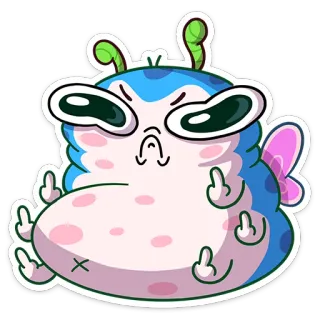 🖕 c34ebb26 卡通, 怪物, 搞笑, 中指, 粗鲁, 冒犯 telegram sticker