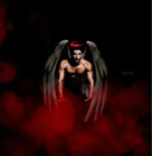 👹 fd1d8562 malaikat, iblis, pria, sayap, merah, gelap telegram sticker