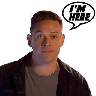 🙋‍♀️ 090e0192 I'M HERE 男, 吹き出し, ここ telegram sticker