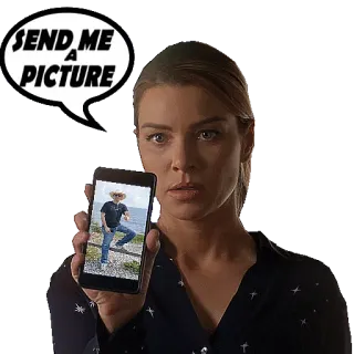 🤳 f654a512 SEND ME A PICTURE 女性, 電話, 吹き出し, 画像 telegram sticker