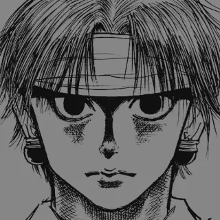 🗡 501822ad Kurapika Hunter x Hunter Animé, Manga, Fanart, Illustration, Noir et blanc, Portrait whatsapp sticker