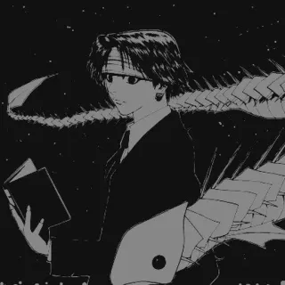 🗡 80611371 Chrollo Lucilfer Hunter x Hunter Anime, Manga, Chrollo Lucilfer, Hunter x Hunter, Brigade Fantôme, Livre, Lecture whatsapp sticker