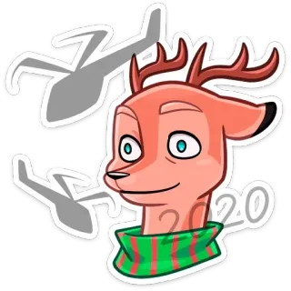 😐 192d6aaf 2020 Hirsch, Schal, Tier, Cartoon, Niedlich, Neujahr, Feiertage telegram sticker