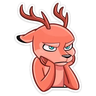 😡 967380ba Hirsch, Tier, Cartoon, Illustration, Aufkleber, Säugetier, Geweih telegram sticker