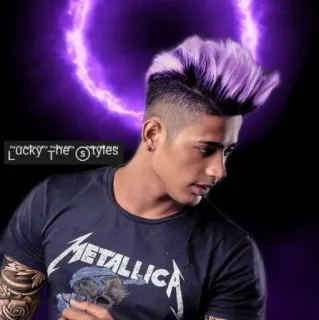 😌 2482e26c Lucky the Styles mężczyzna, fioletowe włosy, styl, portret, moda, Metallica telegram sticker