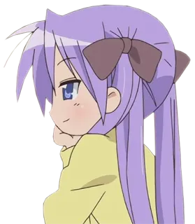 😏 1fd97b49 Konata Izumi Lucky Star animé, fille, cheveux violets, mignon, Lucky Star, Konata Izumi telegram sticker