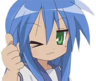 👍 2c8fca64 Konata Izumi Lucky Star Anime, Personnage, Lucky Star, Konata Izumi, mignon, pouce levé telegram sticker