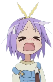😩 84f6e80b Tsukasa Hiiragi Lucky Star Anime, Personnage, Tsukasa Hiiragi, Lucky Star, Expression, Dessin animé telegram sticker
