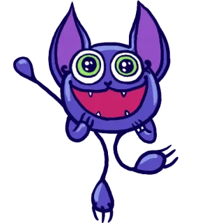 😃 03e9f29d chauve-souris, dessin animé, animal, mammifère, mignon, violet, joyeux, volant whatsapp sticker