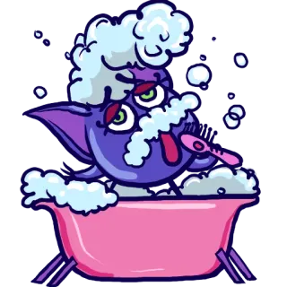 🛀 051c4a8c chat, bain, dessin animé, bain moussant, animal, mignon, baignoire whatsapp sticker