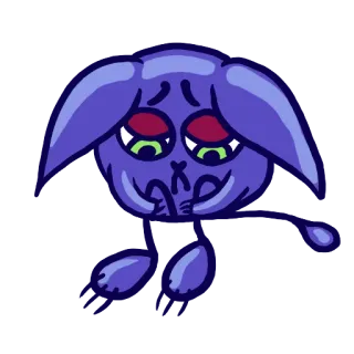 😞 1a992653 Dessin animé, Personnage, Animal, Triste, Bleu, Mignon, Monstre, Créature whatsapp sticker