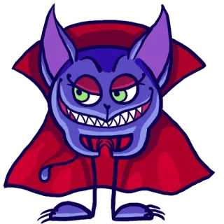 😈 3bdab5a9 vampire, chauve-souris, monstre, dessin animé, halloween, mignon, animal, violet whatsapp sticker