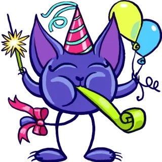 🎉 64304157 fête, chat, célébration, anniversaire, fun, sticker, animal whatsapp sticker