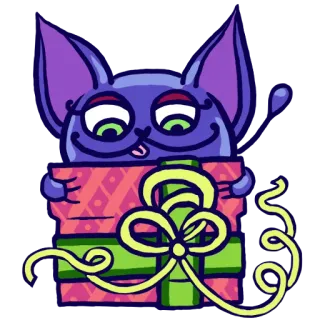 🎁 6711bd92 dessin animé, cadeau, cadeau, animal, mignon, boîte, ruban whatsapp sticker