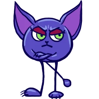 😠 b04d3bb6 chat, dessin animé, animal, violet, méchant, grincheux, créature whatsapp sticker