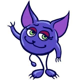🖐 b60d4bf0 chat, violet, dessin animé, animal, amical, mignon, mascotte whatsapp sticker