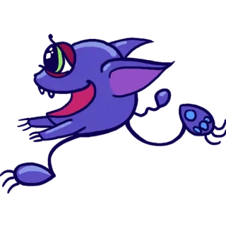 🏇 c21c4b50 violet, créature, monstre, dessin animé, fantaisiste, oeil, dents whatsapp sticker
