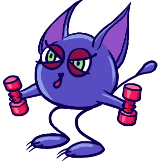 🏋 e901d819 chat, exercice, haltères, fitness, dessin animé, animal, violet, entraînement whatsapp sticker