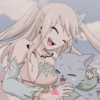 🎏 1568d881 Mavis Vermillion Fairy Tail Anime, Fairy Tail, Mavis Vermillion, Happy, Dễ thương, Hoạt hình, Tình bạn whatsapp sticker