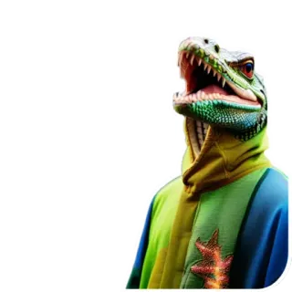 🤝 e7bf4e01 恐竜, 爬虫類, 動物, トカゲ, パーカー, 生き物 telegram sticker