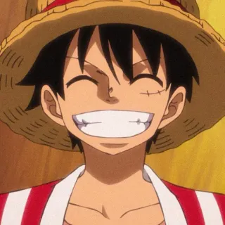 ☠ 93a9973a Monkey D. Luffy One Piece Anime, Manga, One Piece, Luffy, Słomkowy kapelusz, Kreskówka, Uśmiechnięty telegram sticker