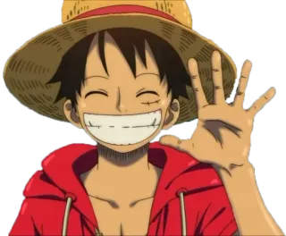 🖐 060d85d8 Monkey D. Luffy One Piece アニメ, ワンピース, ルフィ, キャラクター, 漫画, 挨拶, 麦わら帽子 telegram sticker