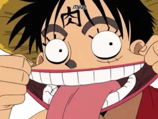 😛 6100d1df Monkey D. Luffy One Piece meat アニメ, ワンピース, モンキー・D・ルフィ, 面白い, 肉 telegram sticker