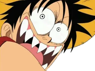 😱 838dbf51 Monkey D. Luffy One Piece アニメ, マンガ, 面白い顔, 興奮, ワンピース, モンキー・D・ルフィ, 麦わら帽子 telegram sticker