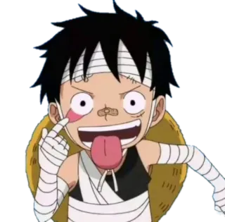 😜 e4557121 Monkey D. Luffy One Piece アニメ, 漫画, ワンピース, モンキー・D・ルフィ, キャラクター, 負傷, 舌出し telegram sticker