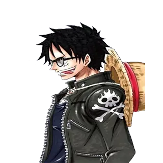 😈 3a32589e Monkey D. Luffy One Piece อนิเมะ, มังงะ, วันพีซ, ลูฟี่, โจรสลัด, หัวกะโหลก telegram sticker