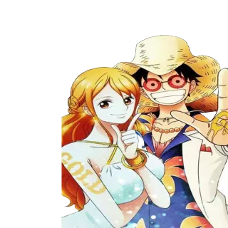 🖐 9ee14bf7 Nami One Piece GOLD อนิเมะ, วันพีซ, นามิ, ทอง, คู่ telegram sticker