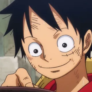 🙂 cfd1c291 Luffy One Piece 动漫, 卡通, 海贼王, 路飞, 漫画, 微笑 telegram sticker