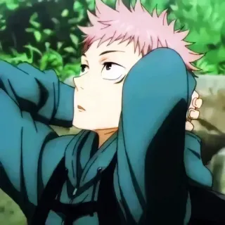 😶 11c8077f Yuji Itadori Jujutsu Kaisen Yuji Itadori, anime, manga, Jujutsu Kaisen, character, pink hair telegram sticker