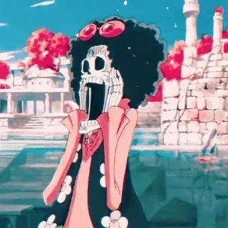 😱 14395e98 Brook One Piece anime, skeleton, music, pirate, Brook, One Piece telegram sticker